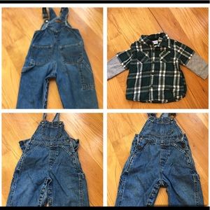 Snap leg denim bibbed overalls 12-18 months